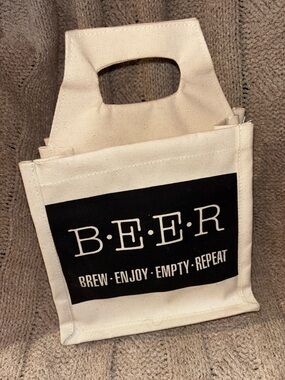 B.E.E.R. Brew Enjoy Empty Repeat Canvas 6-Pack Beer Carrier Tote Bag